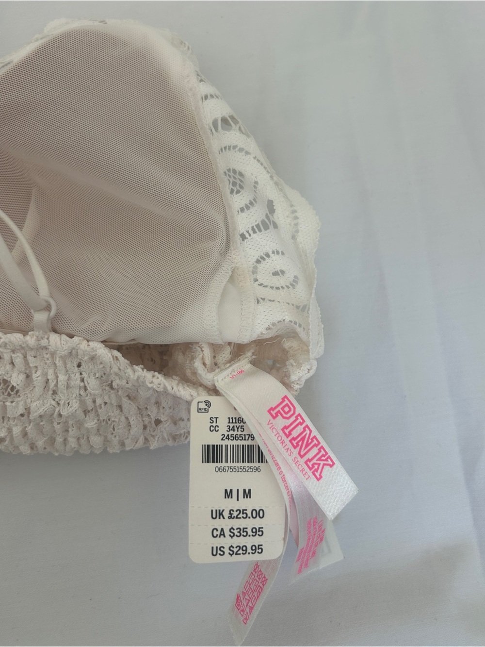 NTW PINK Victoria’s Secret Cream Lace Strappy Bralette Coquette / Size M - Picture 3 of 7